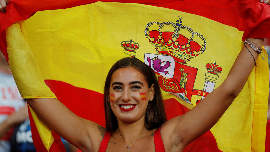 woman with Spanish flag