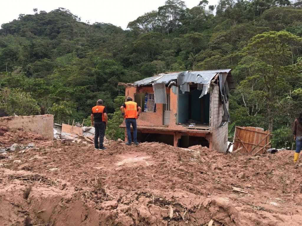 Aftermath of a landslide in Limon Indanza Canton