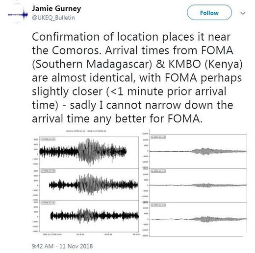 Click to enlarge Mayotte seismic waves twitter