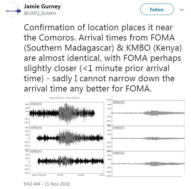 Mayotte seismic waves twitter