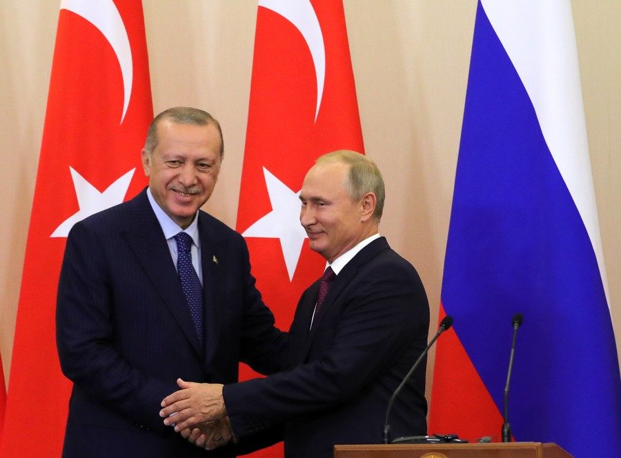 Recep Tayyip Erdogan and Vladimir Putin.