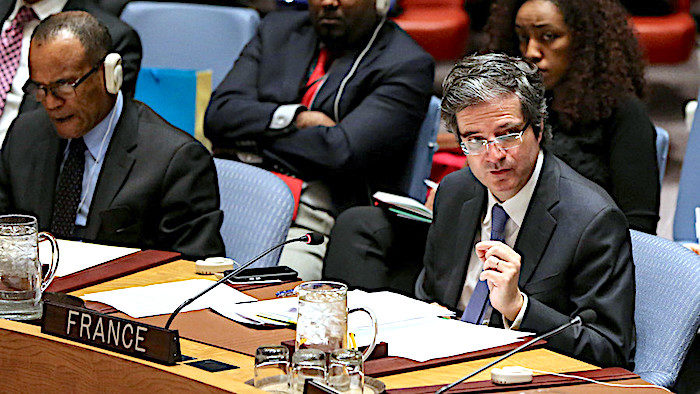 Click to enlarge French envoy Francois Delattre UNSC