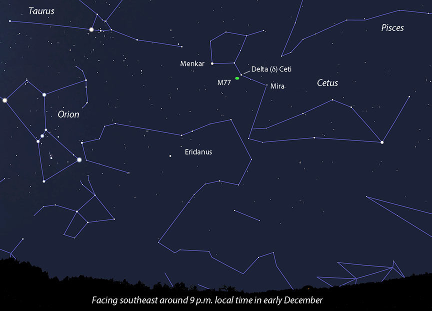 Click to enlarge Supernova in M77