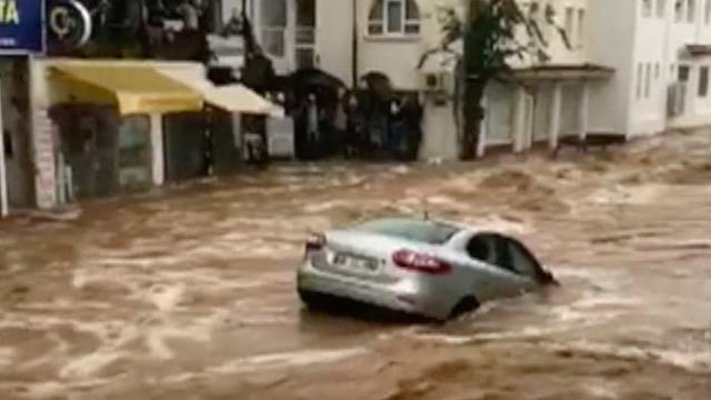 Flash floods wash away cars in Turkish holiday resort of Bodrum