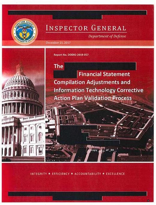 Click to enlarge DoD OIG report on a US Navy financial statement for FY 2017