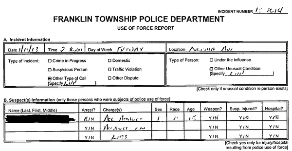 Click to enlarge An illegible use-of-force form