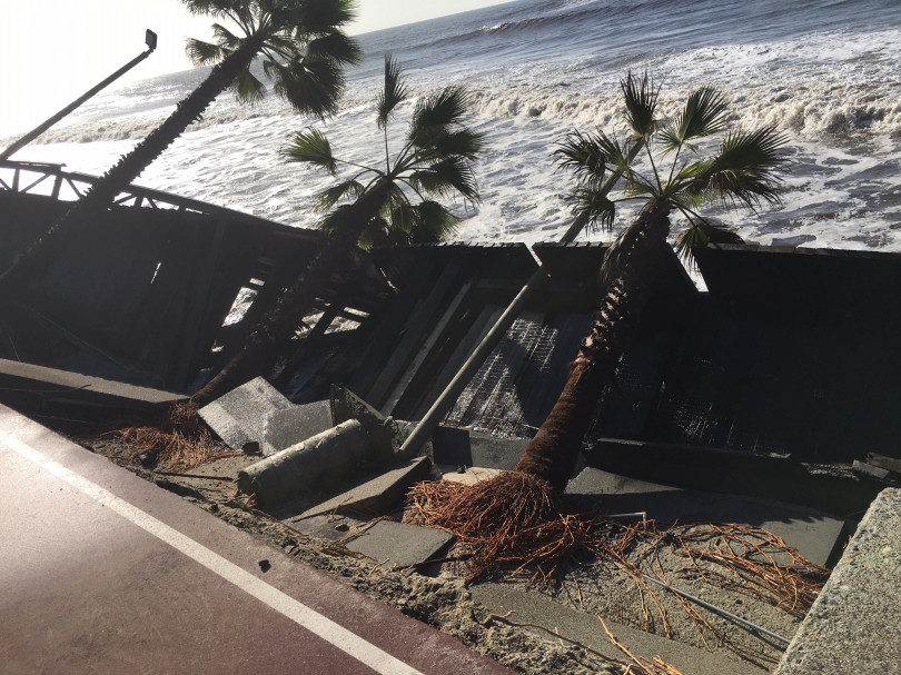 capistrano beach high surf damage storm