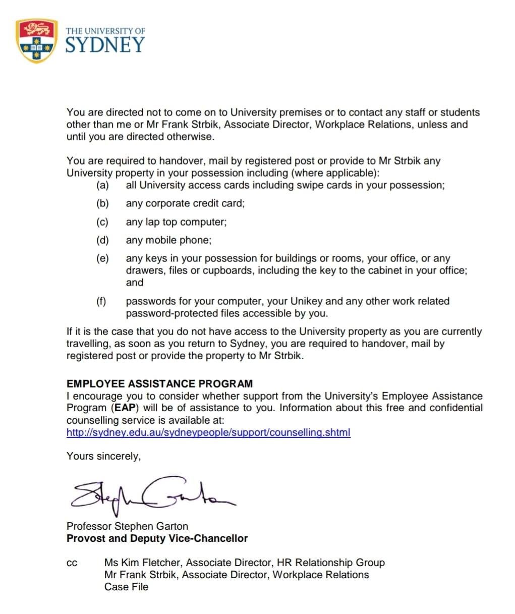 Doctor Tim Anderson suspension letter