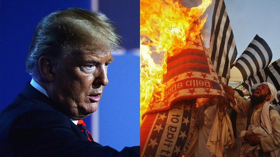 trump and pakistani protester
