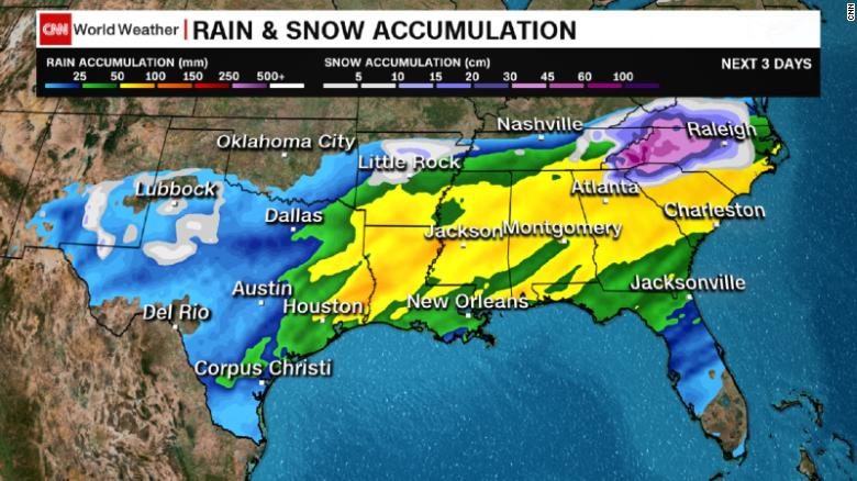 US South snowstorm