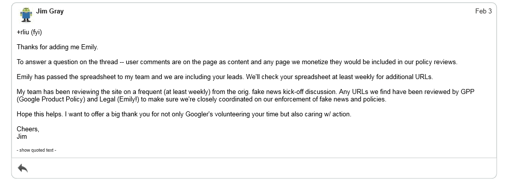 Click to enlarge Google Breitbart email