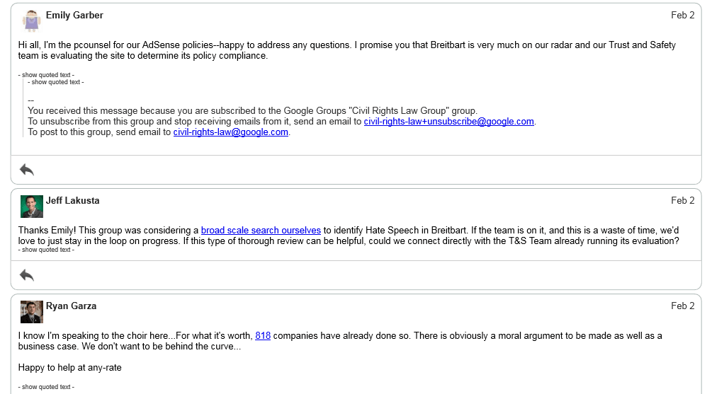Click to enlarge Google Breitbart email