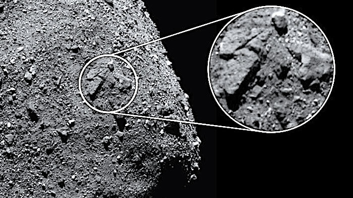 Click to enlarge Bennu cracked rock