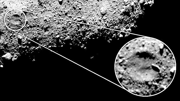 Click to enlarge Bennu crater