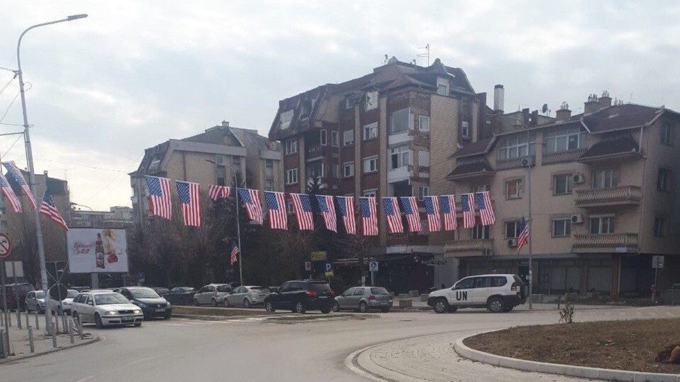 American flags Kosovo