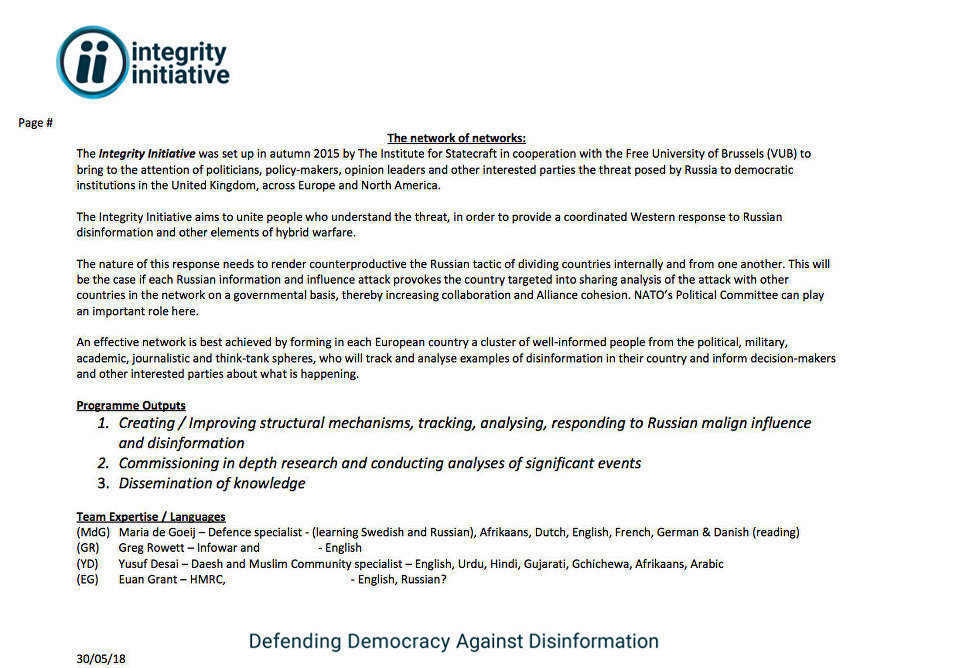 Integrity Initiative Russia project