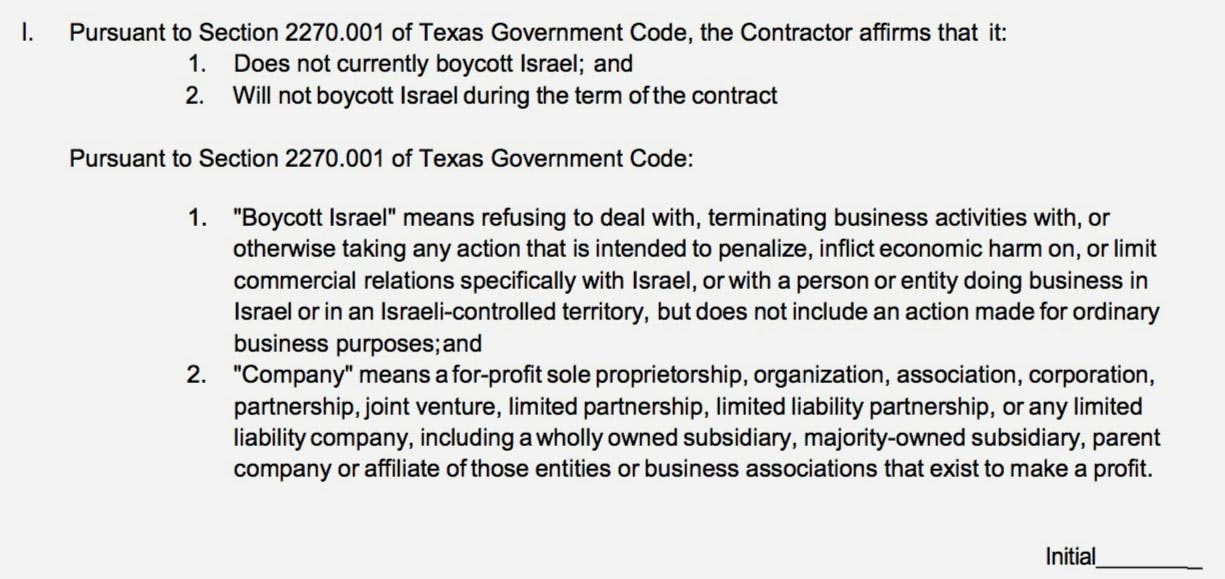 Texas pro-Israel oath
