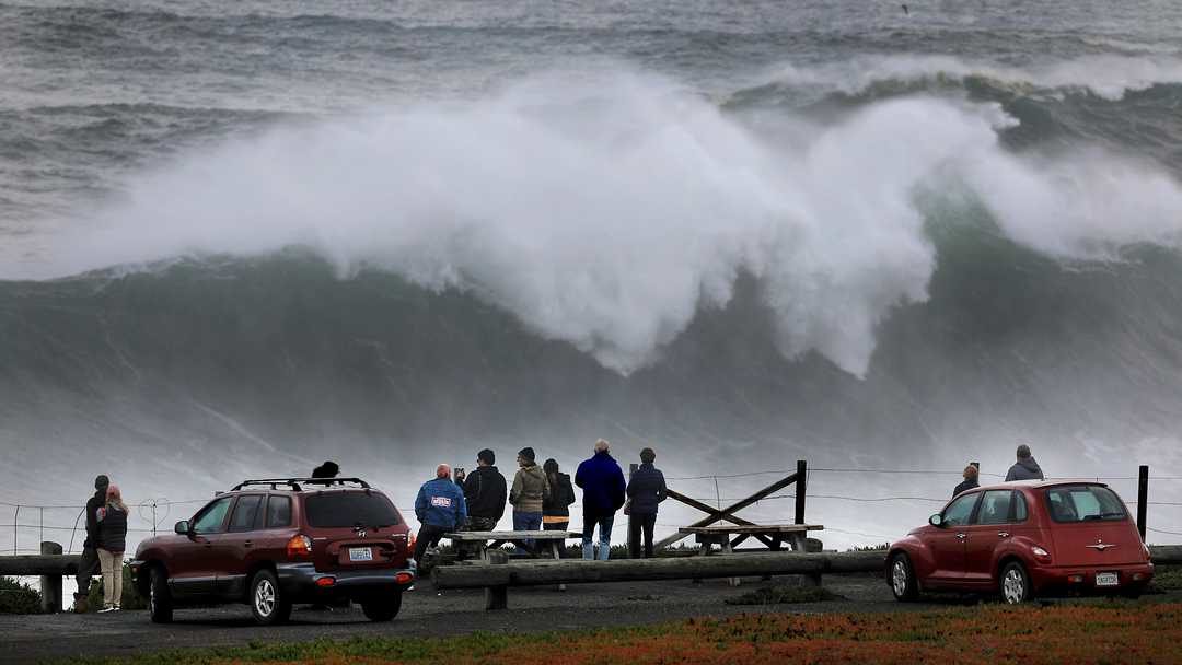 Large waves crash ashore in California