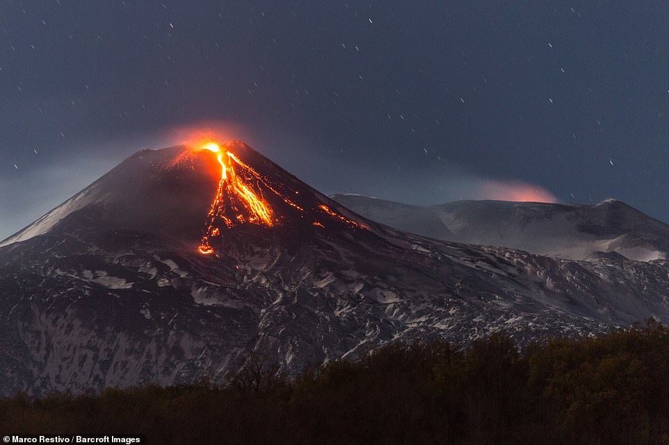 The 700,000-year-old volcano is a huge 24 miles wide and is virtually active constantly.