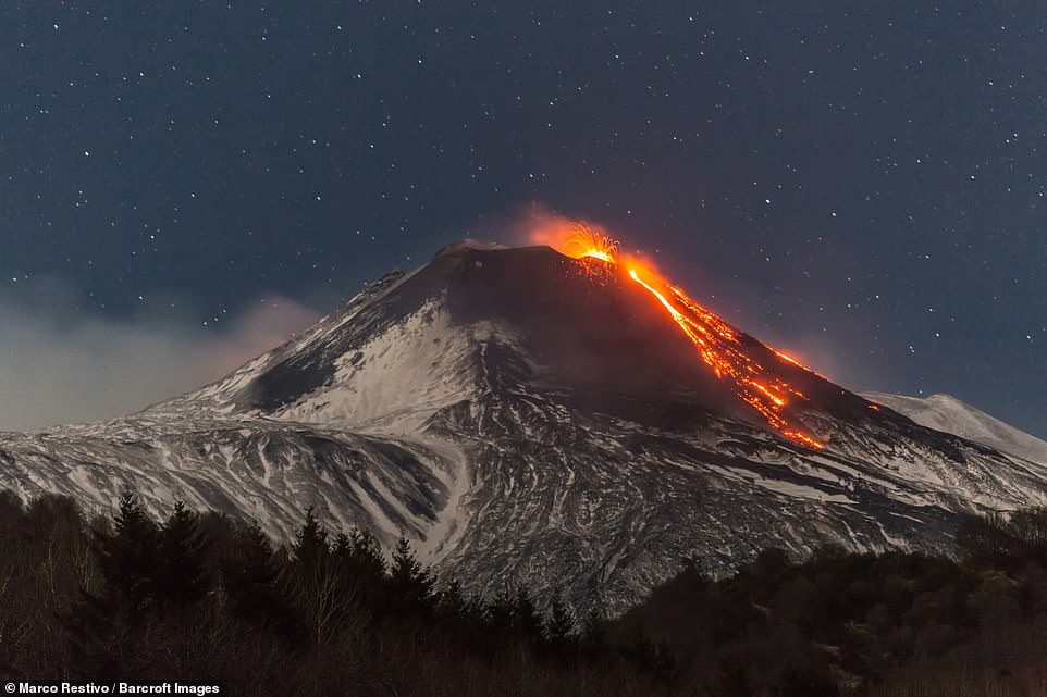 Etna also produces around 7 million tonnes of steam, carbon dioxide and sulphur dioxide every year.