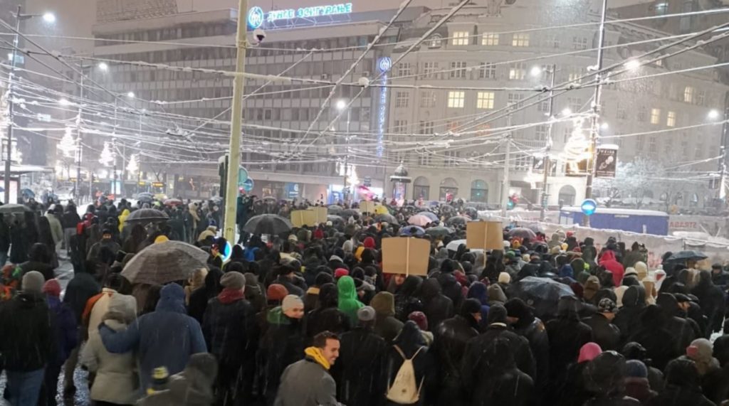 December 15 protest against violence in Belgrade, Serbia.