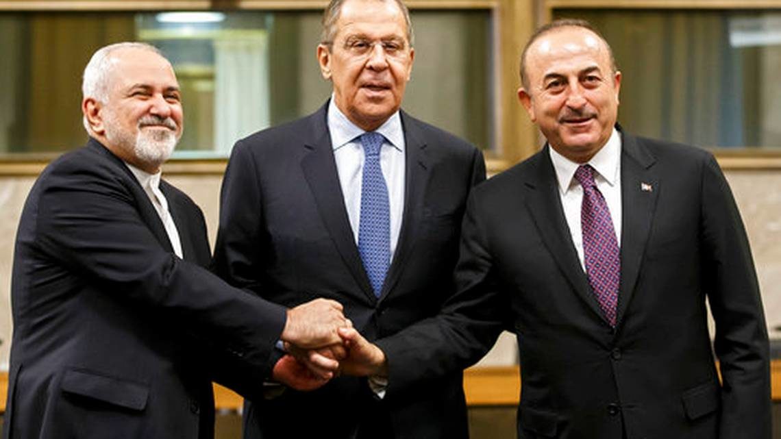Mohammad Javad Zarif Sergei Lavrov Mevlut Cavusoglu Iran Turkey Russia Syria
