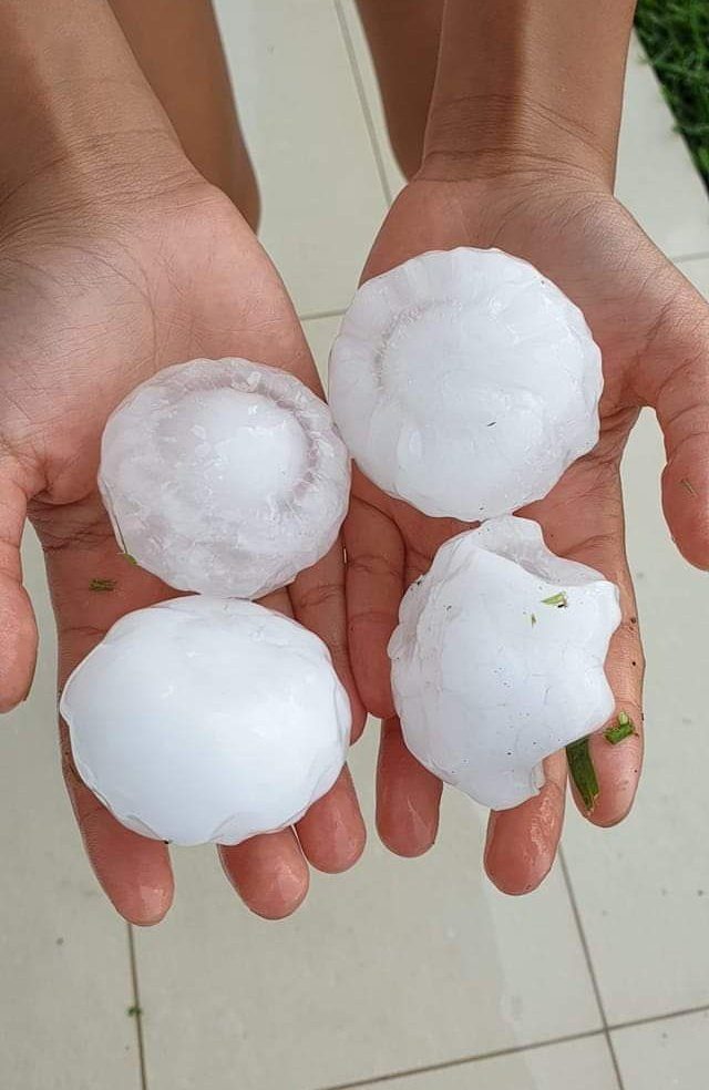 The size of the hail that just fell