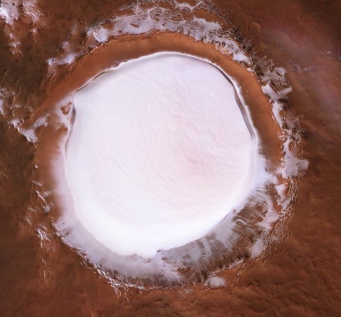 Click to enlarge ice crater mars