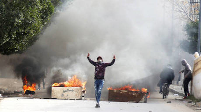 Click to enlarge Protesters Kasserine Tunisia