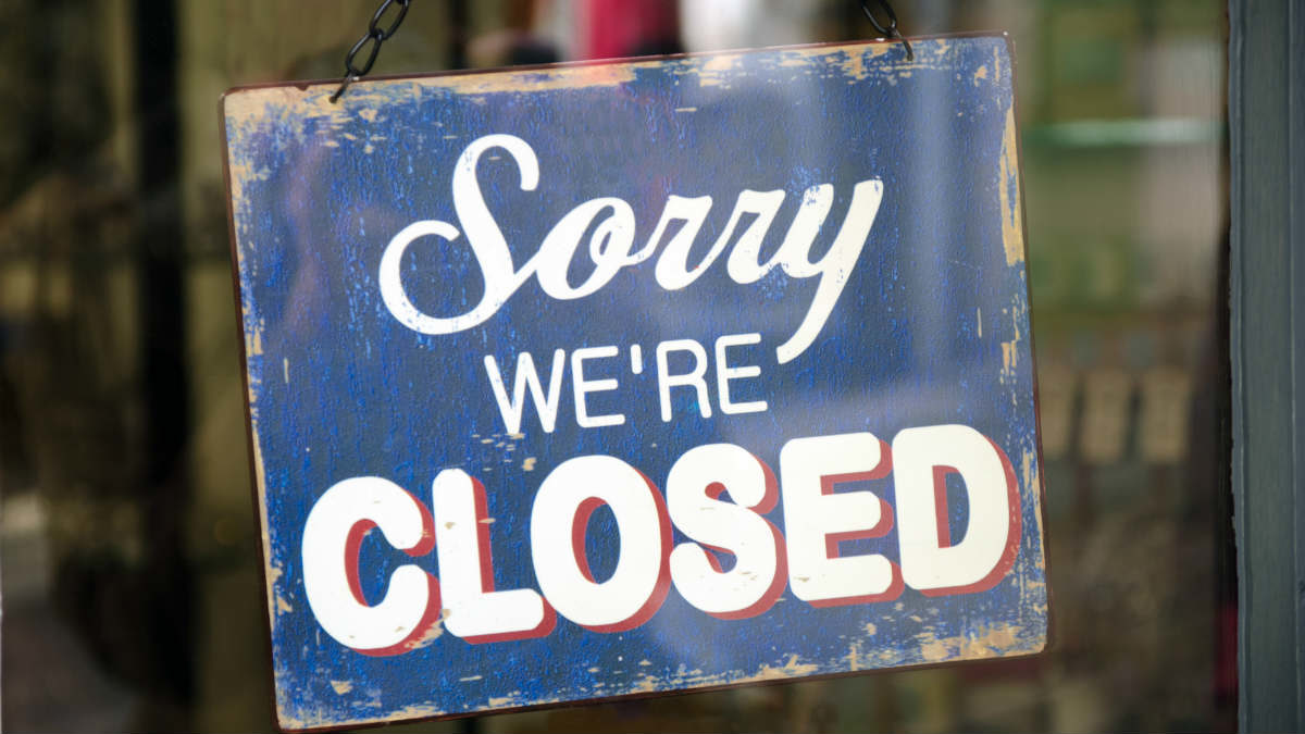 Click to enlarge business closed sign