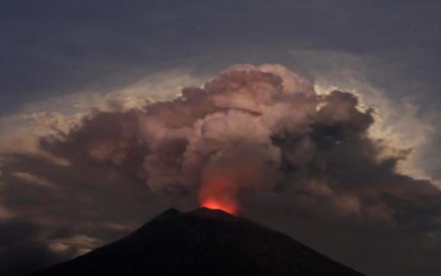 Mount Agung volcano erupts,