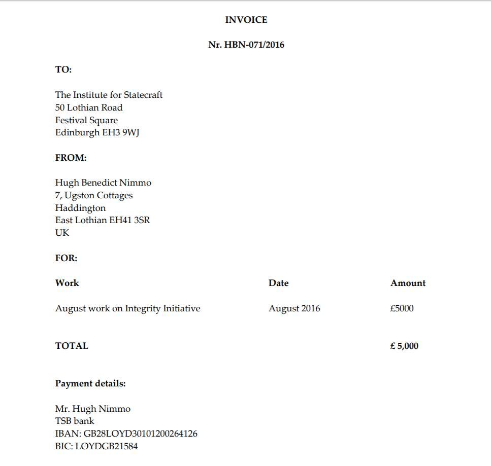 ben nimmo invoice Institute for Statecraft