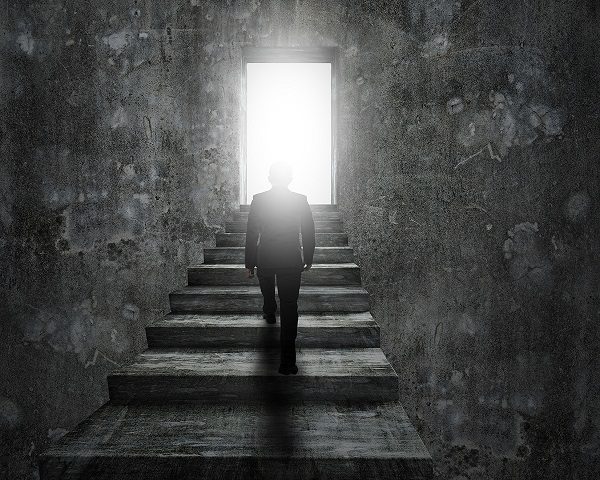 man on steps