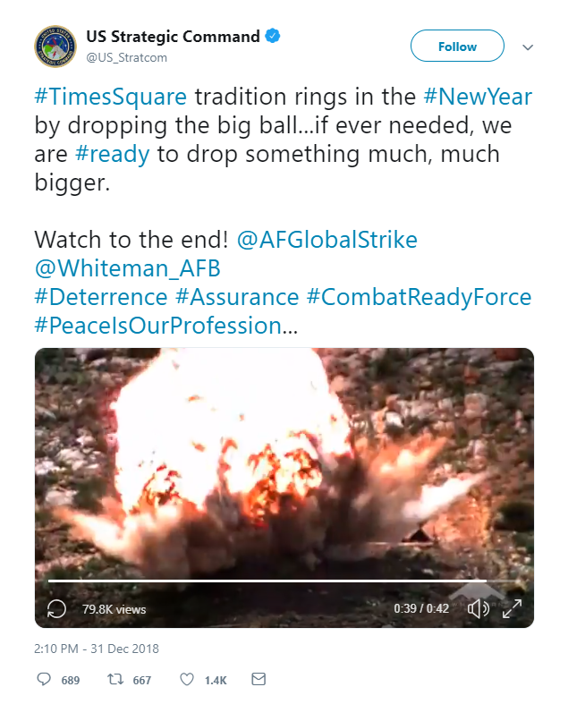 Click to enlarge US strategic command tweet