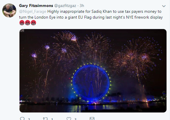 Tweet critical London fireworks disply