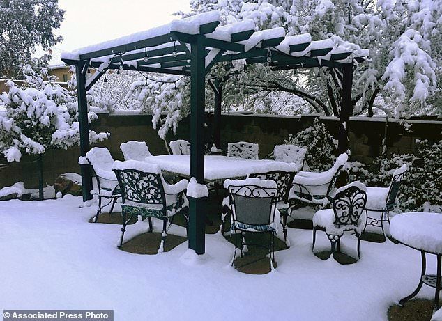 This photo provided by Pete Dugan shows snow