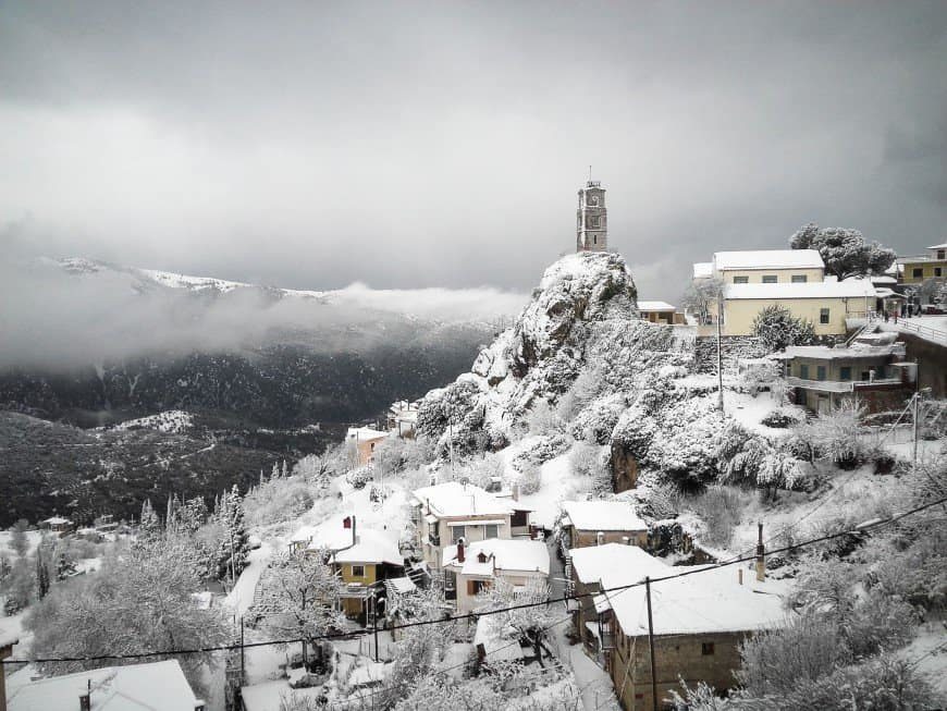 snow greece