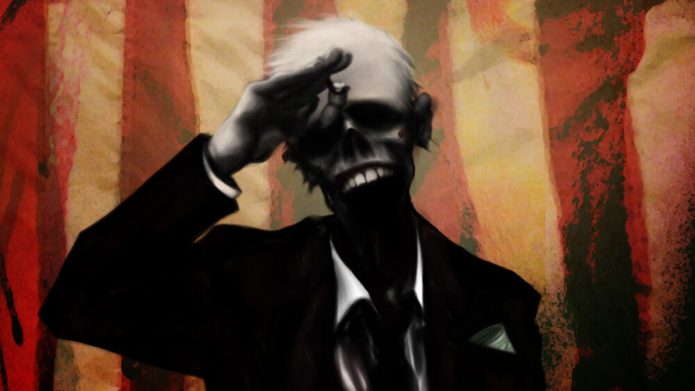 skeleton salute us flag
