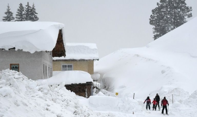 Click to enlarge Roads, rail services and schools have been forced to close in Austria, villages have been cut off and the forecast is for more snow