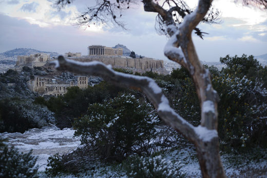 Rare snowfall blankets Athens as temperatures across Greece hit record lows