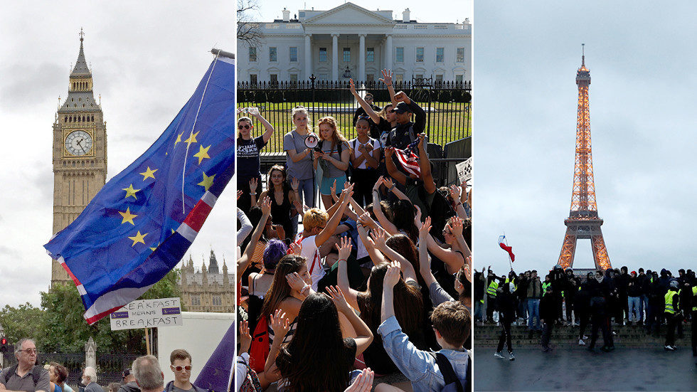 Click to enlarge London Washington Paris protest