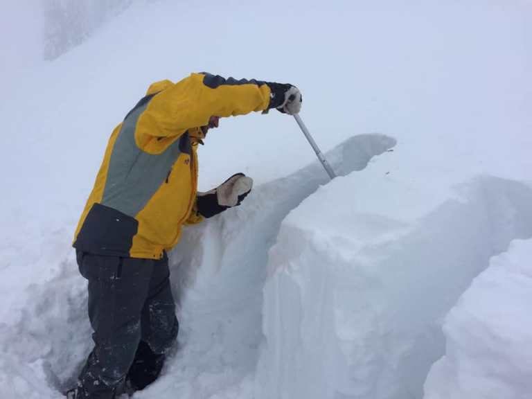 Click to enlarge Checking the snowpack in Kitzbuhel on the weekend.