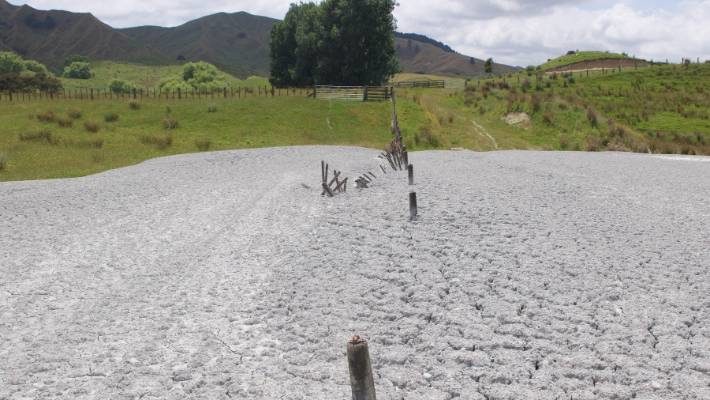 This boundary fence was a casualty of the mud volcano.