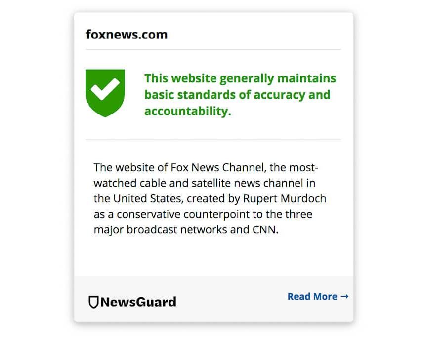 fox news rating newsguard
