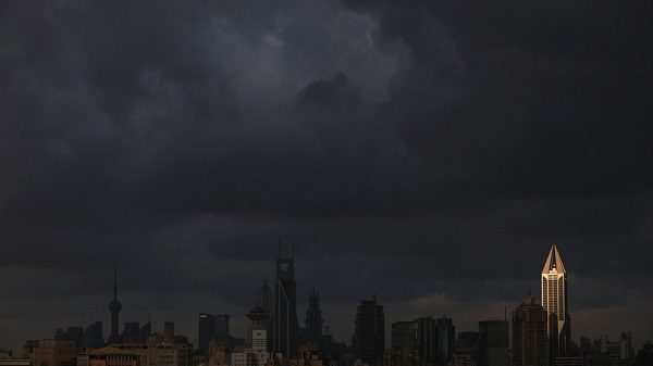 storm clouds over city