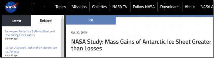 NASA antarctic ice