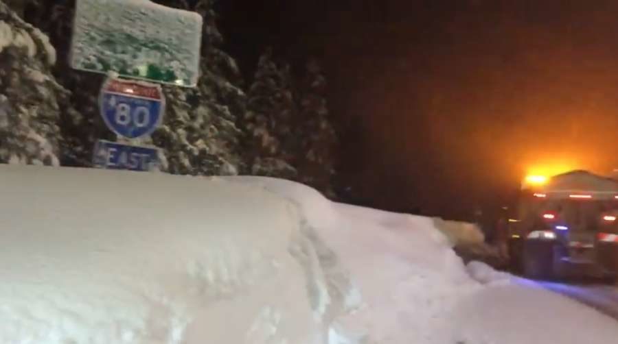 Snow piling up Wednesday night at Soda Springs.
