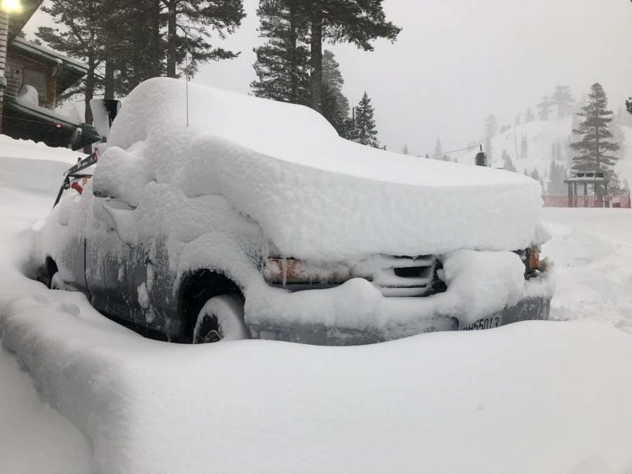 Snow pileup shown the morning of Wednesday,