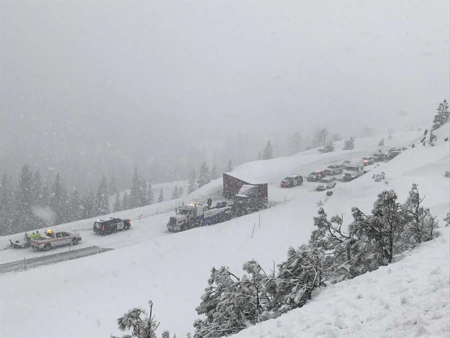 A jackknifed truck closed I-80 eastbound Wednesday afternoon.