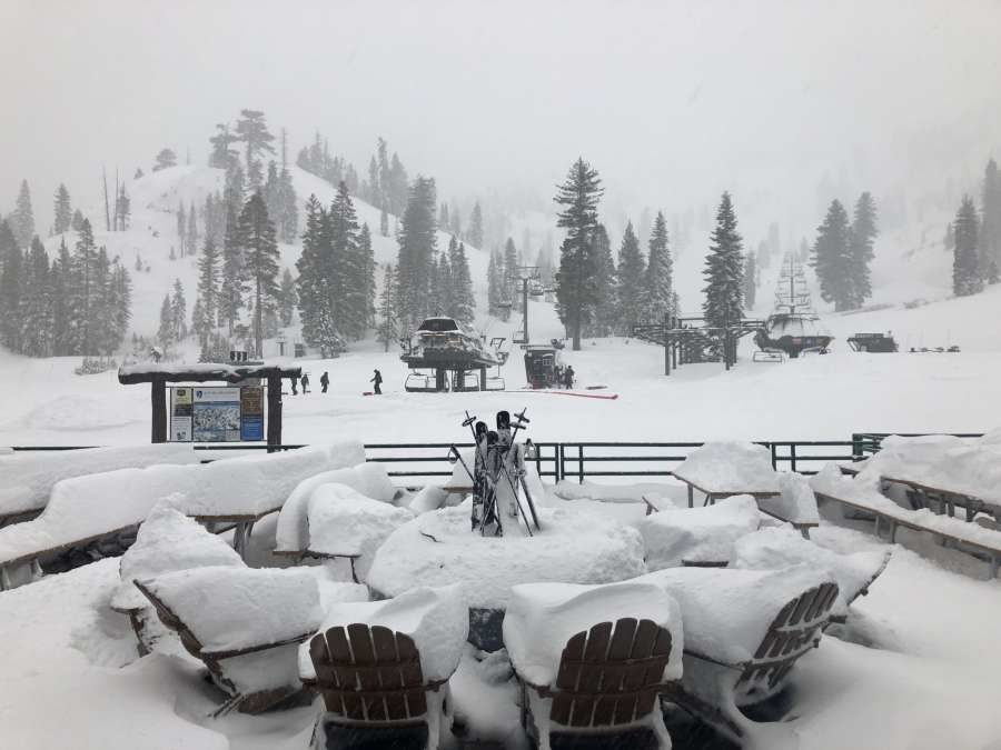 Snow pileup shown the morning of Wednesday,